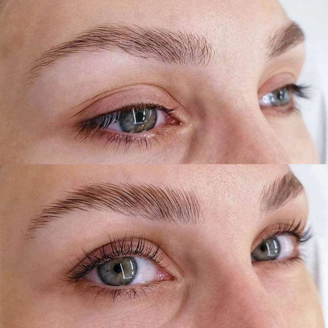 Лифтинг на веѓи пред и потоа, салон Медеја Ниш